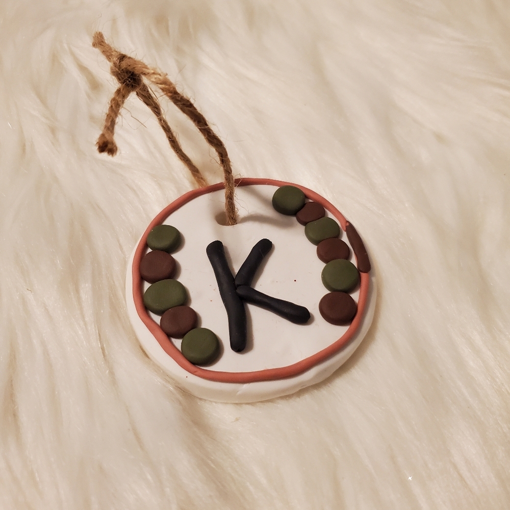 🎉5/$10 Handmade Clay Ornament with Letter K